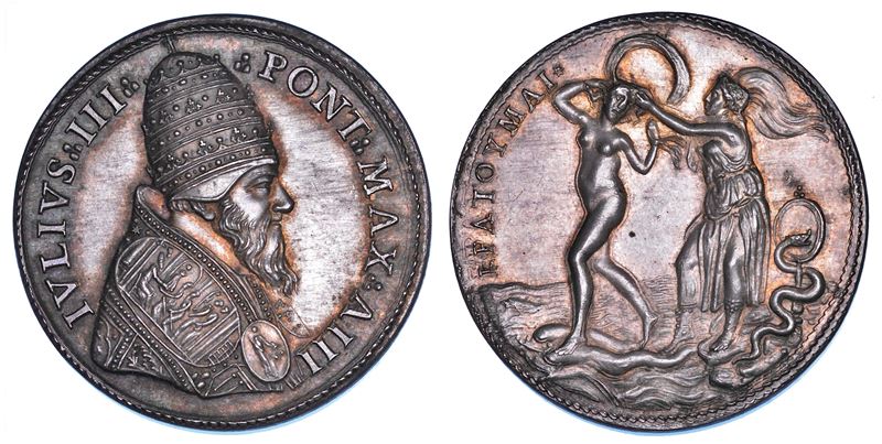 STATO PONTIFICIO. GIULIO III (Giovanni Maria Ciocchi del Monte), 1550-1555. Medaglia in argento A. III (1553).  Saggezza di Giulio III.  - Auction Numismatics - Cambi Casa d'Aste