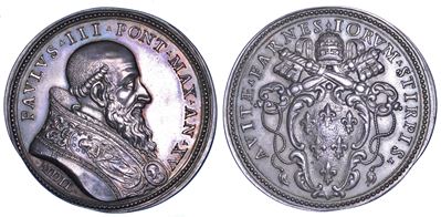 Paolo III (Alessandro Farnese), Medaglia di restituzione in argento, 1534-1549