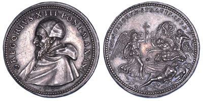 GIANFEDERICO BONZAGNI, Medaglia in argento commemorativa di Gregorio XIII, 1572