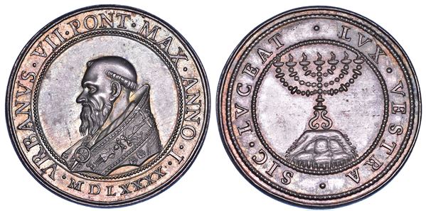 STATO PONTIFICIO. URBANO VII (Giovanni Battista Castagna), 15-27 Settembre 1590. Medaglia in argento 1590/A. I. Prematura scomparsa del Pontefice.