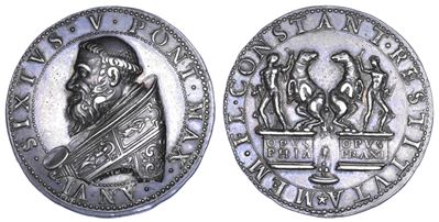 Sisto V (Felice Peretti), Medaglia annuale in argento A. VI, 1590