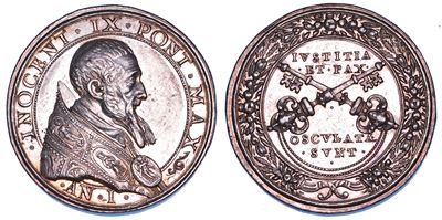 Innocenzo IX, Medaglia in argento commemorativa dell'elezione al pontificato, 1591