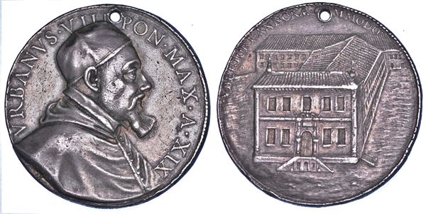 STATO PONTIFICIO. URBANO VIII (Maffeo Barberini), 1623-1644. Medaglia annuale in argento 1642/A. XIX. I nuovi edifici dell'Annona.