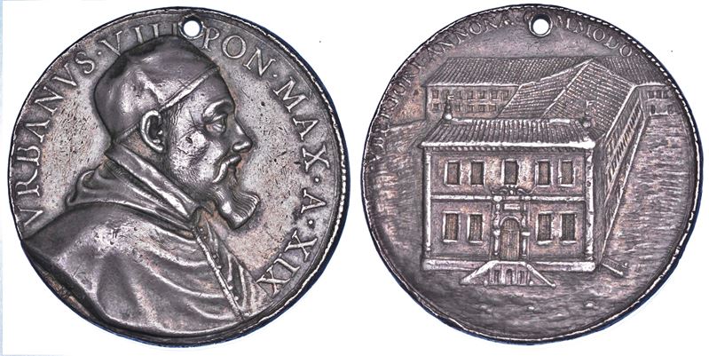 STATO PONTIFICIO. URBANO VIII (Maffeo Barberini), 1623-1644. Medaglia annuale in argento 1642/A. XIX. I nuovi edifici dell'Annona.  - Auction Numismatics - Cambi Casa d'Aste