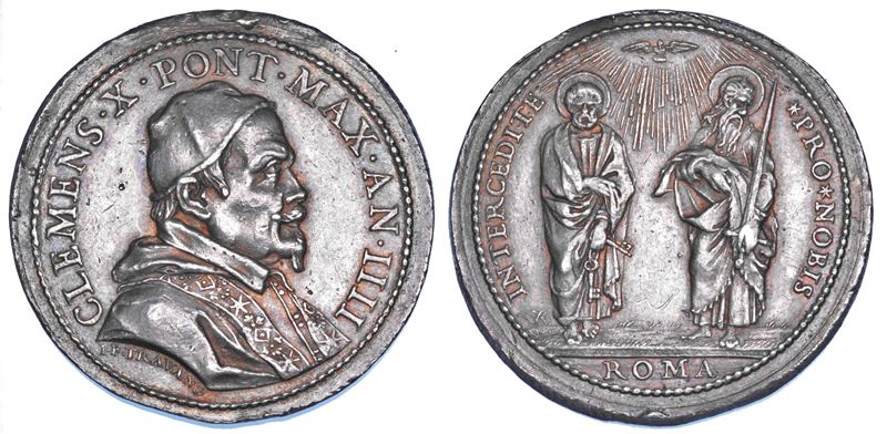 STATO PONTIFICIO. CLEMENTE X (Emilio Altieri), 1670-1676. Medaglia annuale in argento 1673/A. IV. Vittoria sull'esercito turco in Polonia.  - Auction Numismatics - Cambi Casa d'Aste