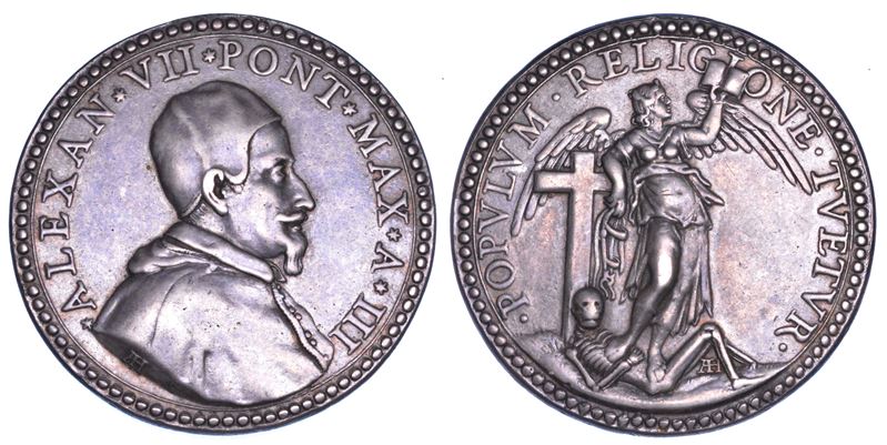 STATO PONTIFICIO. ALESSANDRO VII (Fabio Chigi), 1655-1667. Medaglia in argento A. III (1657). Fine della peste a Roma.  - Auction Numismatics - Cambi Casa d'Aste