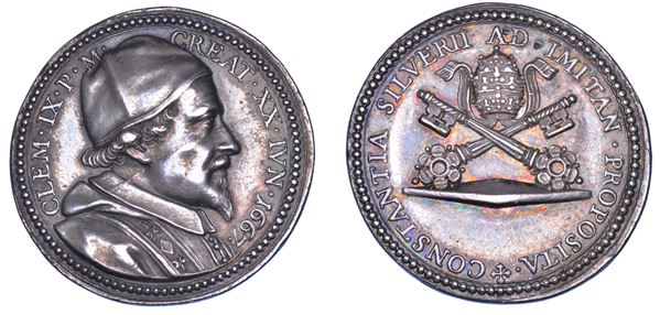 STATO PONTIFICIO. CLEMENTE IX (Giulio Rospigliosi), 1667-1669. Medaglia in argento 1667 (A. I). Elezione del Pontefice.