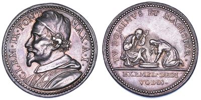 Clemente IX (Giulio Rospigliosi), Medaglia in argento, Lavanda dei piedi del Giovedì Santo, 1667-...