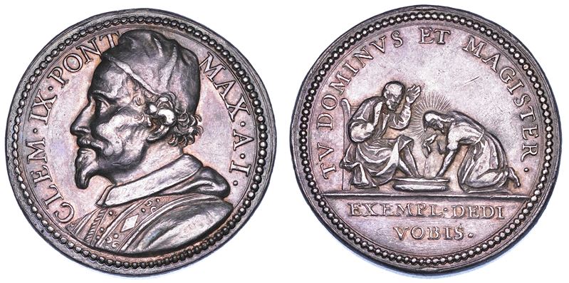 STATO PONTIFICIO. CLEMENTE IX (Giulio Rospigliosi), 1667-1669. Medaglia in argento A. I. Lavanda dei piedi del Giovedì Santo.  - Auction Numismatics - Cambi Casa d'Aste