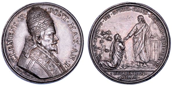 STATO PONTIFICIO. CLEMENTE X (Emilio Altieri), 1670-1676. Medaglia in argento 1670/A. I. Elezione a Pontificato.