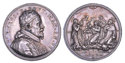Clemente X (Emilio Altieri), Medaglia in argento, Canonizzazione di cinque Santi, 1671