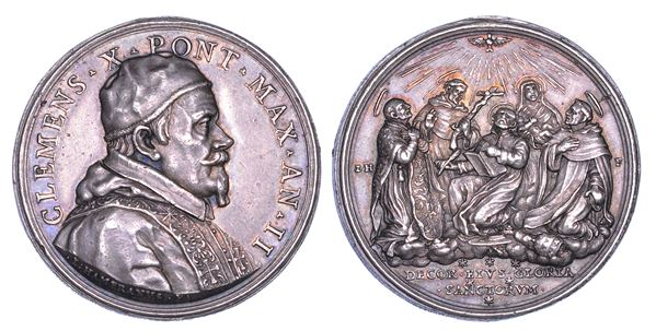 STATO PONTIFICIO. CLEMENTE X (Emilio Altieri), 1670-1676. Medaglia in argento 1671/A. II. Canonizzazione di cinque Santi.