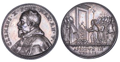 Clemente X, Medaglia in argento - Apertura della Porta Santa (1674)
