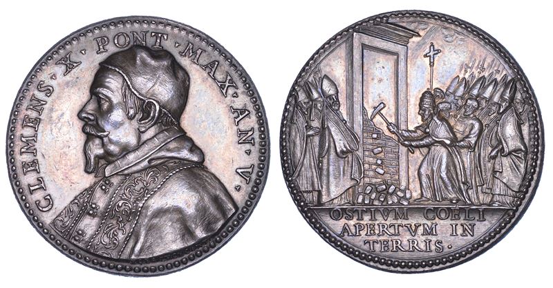 STATO PONTIFICIO. CLEMENTE X (Emilio Altieri), 1670-1676. Medaglia in argento A. V (1674). Apertura della Porta Santa.  - Auction Numismatics - Cambi Casa d'Aste