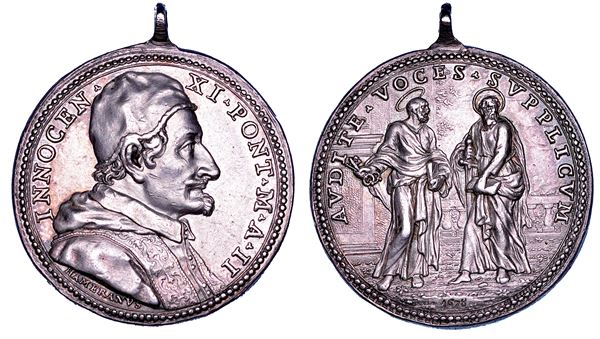 STATO PONTIFICIO. INNOCENZO XI (Benedetto Odescalchi), 1676-1689. Medaglia annuale in argento 1678/A. II. Tentativi di mediazione per conseguire la pace in Europa.