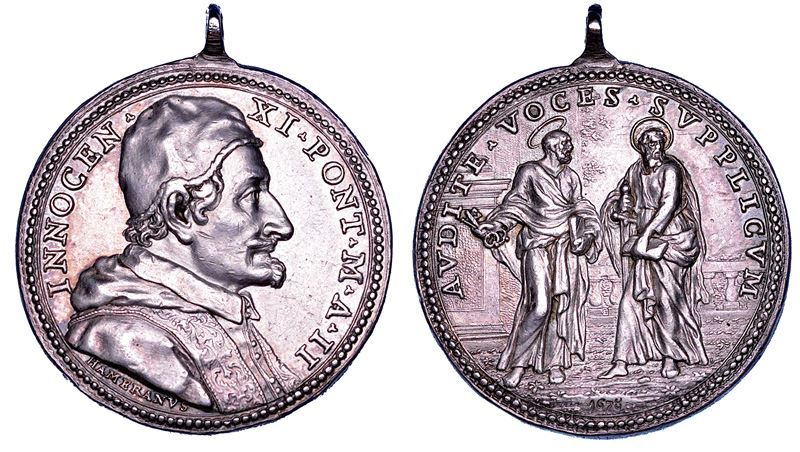 STATO PONTIFICIO. INNOCENZO XI (Benedetto Odescalchi), 1676-1689. Medaglia annuale in argento 1678/A. II. Tentativi di mediazione per conseguire la pace in Europa.  - Asta Numismatica - Cambi Casa d'Aste