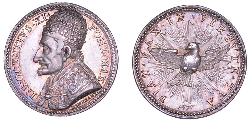 STATO PONTIFICIO. INNOCENZO XI (Benedetto Odescalchi), 1676-1689. Medaglia in argento (1676/A. I). Possesso del Laterano.  - Asta Numismatica - Cambi Casa d'Aste