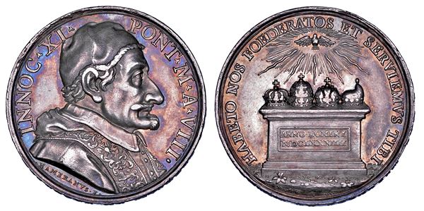 STATO PONTIFICIO. INNOCENZO XI (Benedetto Odescalchi), 1676-1689. Medaglia in argento 1684/A. VIII.