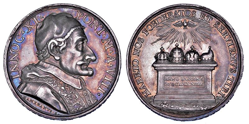 STATO PONTIFICIO. INNOCENZO XI (Benedetto Odescalchi), 1676-1689. Medaglia in argento 1684/A. VIII.  - Asta Numismatica - Cambi Casa d'Aste