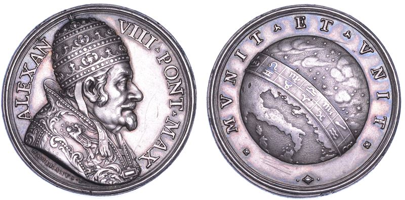 STATO PONTIFICIO. ALESSANDRO VIII (Pietro Ottoboni), 1689-1691. Medaglia in argento 1689 (A. I). Elezione al pontificato.  - Auction Numismatics - Cambi Casa d'Aste