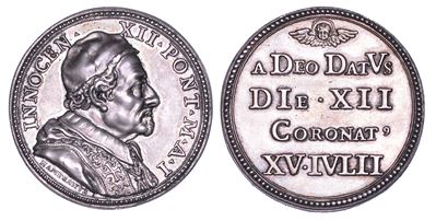 Innocenzo XII (Antonio Pignatelli), Medaglia in argento, Elezione al pontificato, 1691