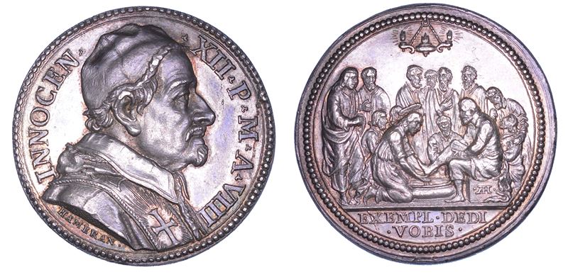 STATO PONTIFICIO. INNOCENZO XII (Antonio Pignatelli), 1691–1700. Medaglia in argento A. VIII (1699). Lavanda dei piedi del giovedì santo.  - Auction Numismatics - Cambi Casa d'Aste
