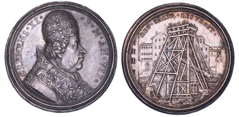 STATO PONTIFICIO. CLEMENTE XI (Giovanni Francesco Albani), 1700-1721. Medaglia annuale in argento 1707/A. VII. Il recupero e l'identificazione della colonna di Antonino Pio.  - Auction Numismatics - Cambi Casa d'Aste