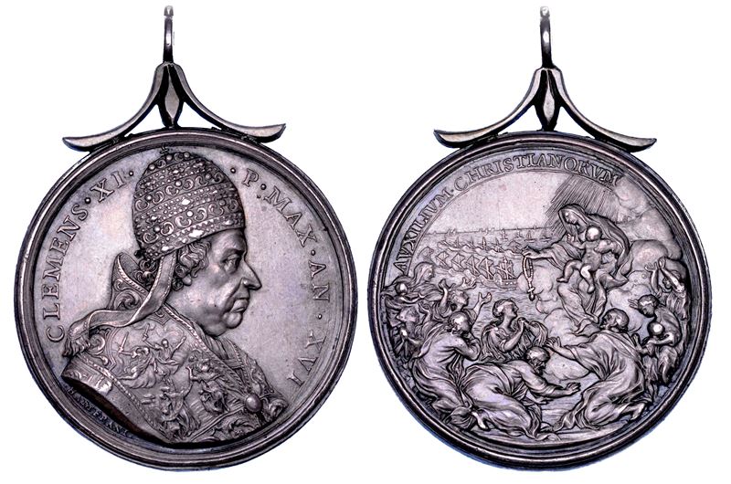 STATO PONTIFICIO. CLEMENTE XI (Giovanni Francesco Albani), 1700-1721. Medaglia annuale in argento A. XVI (1716). Ripresa delle operazioni militari contro i Turchi.  - Auction Numismatics - Cambi Casa d'Aste