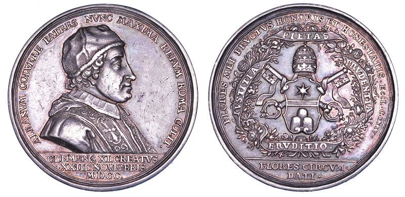 STATO PONTIFICIO. CLEMENTE XI (Giovanni Francesco Albani), 1700-1721. Medaglia in argento 1700 (A. I). Elezione al pontificato.  - Auction Numismatics - Cambi Casa d'Aste