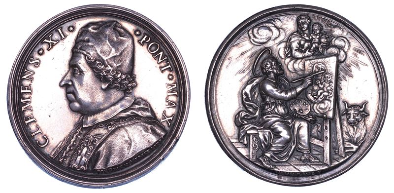 STATO PONTIFICIO. CLEMENTE XI (Giovanni Francesco Albani), 1700-1721. Medaglia in argento s.d. Premio dell'Accademia di San Luca.  - Auction Numismatics - Cambi Casa d'Aste