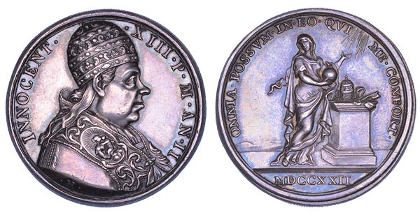 STATO PONTIFICIO. INNOCENZO XIII (Michelangelo Conti di Poli), 1721-1724. Medaglia annuale in argento 1722/A. II. Conferma della condanna del Giansenismo.