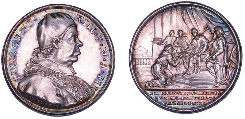STATO PONTIFICIO. INNOCENZO XIII (Michelangelo Conti di Poli), 1721-1724. Medaglia annuale in argento 1723/A. III. Il congresso Francescano del 1723.  - Asta Numismatica - Cambi Casa d'Aste