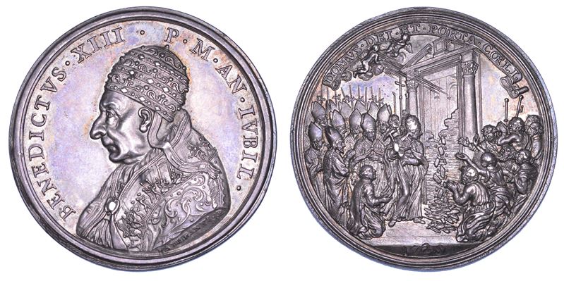 STATO PONTIFICIO. BENEDETTO XIII (Pier Francesco Vincenzo Maria Orsini), 1724-1730 Medaglia in argento 1725/A. Iub.  - Auction Numismatics - Cambi Casa d'Aste