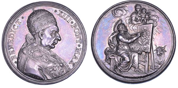 STATO PONTIFICIO. BENEDETTO XIII (Pier Francesco Vincenzo Maria Orsini), 1724-1730 Medaglia in argento s.d. (1725). Premio dell'Accademia di San Luca.