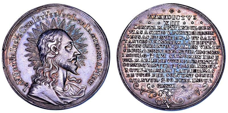 STATO PONTIFICIO. BENEDETTO XIII (Pier Francesco Vincenzo Maria Orsini), 1724-1730 Medaglia in argento 1728. Indulgenza Pontificia.  - Asta Numismatica - Cambi Casa d'Aste