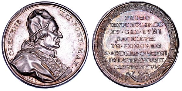 STATO PONTIFICIO. CLEMENTE XII (Lorenzo Corsini), 1730-1740. Medaglia in argento 1732. (A. II). Cappella in onore di S. Andrea Corsini.