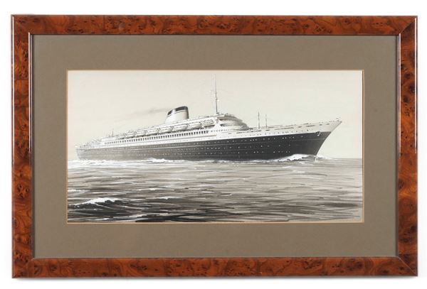 Pittore del XX secolo Ritratto del translatlantico Leonardo da Vinci in navigazione