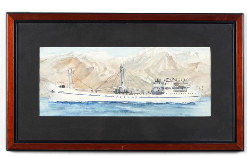 Pittore del XX secolo Flumar in navigazione  - acquerello su carta - Asta Strumenti Scientifici e Arte Marinara - Cambi Casa d'Aste