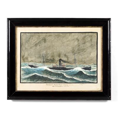 Ritratto del Piroscafo Maria Madre Genova in navigazione, gouache su carta