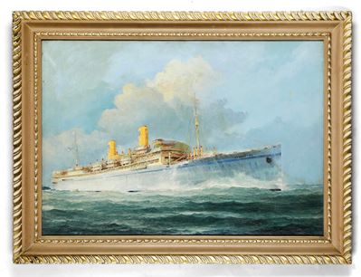 Ritratto del Piroscafo Argentina in navigazione, olio su tela