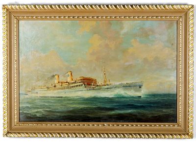 Ritratto del Piroscafo Argentina in navigazione, olio su tela