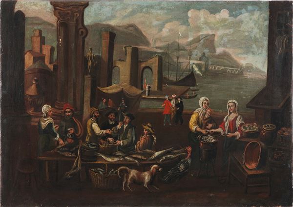 Scuola del XVIII-XIX secolo Veduta di porto