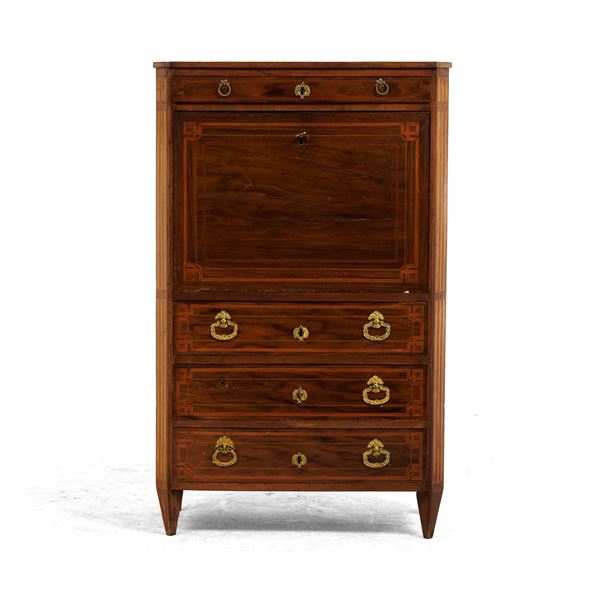 Secretaire lastronato e filettato