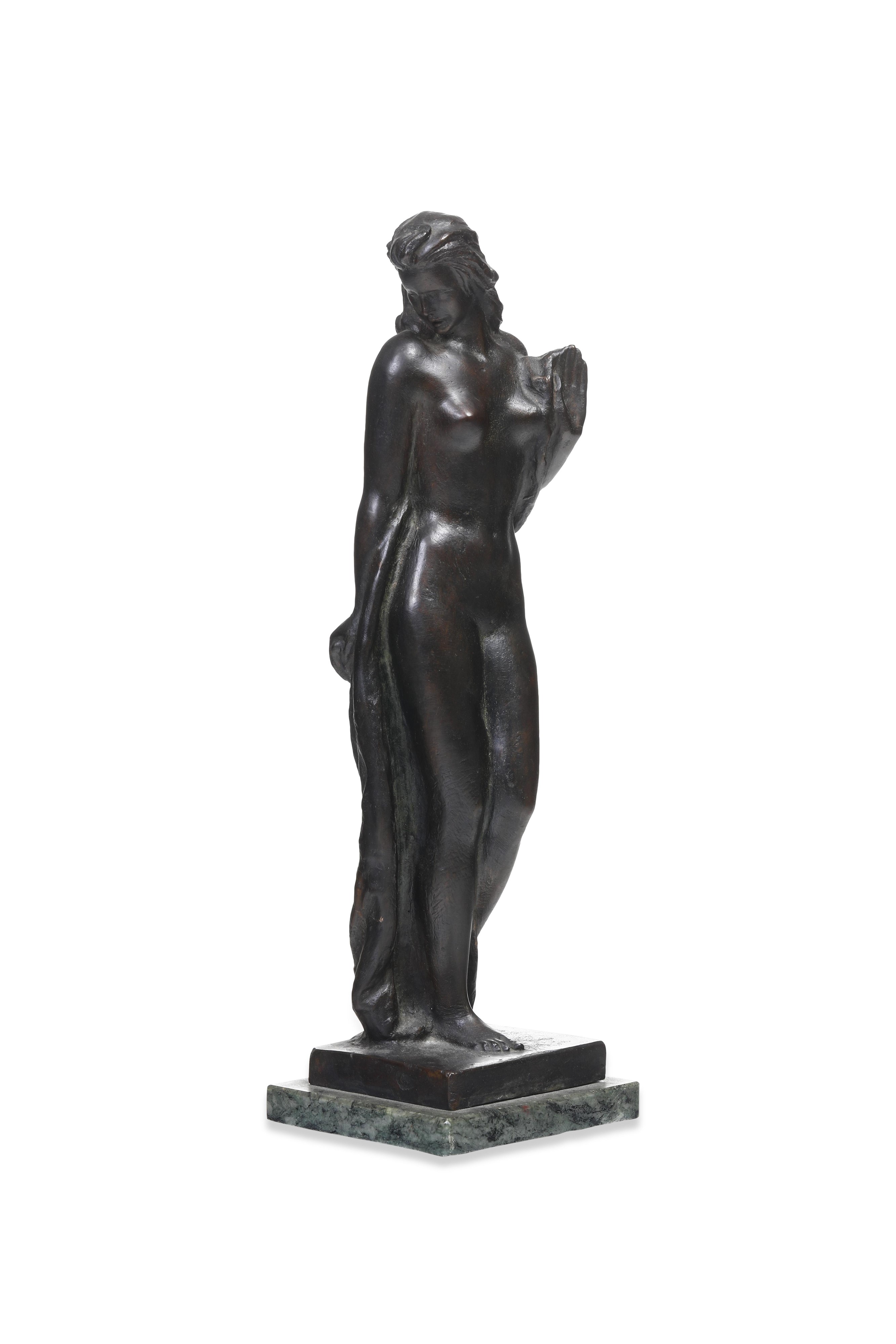 Giovanni Riva - Nudo in piedi, bronzo fuso e patinato con base in marmo