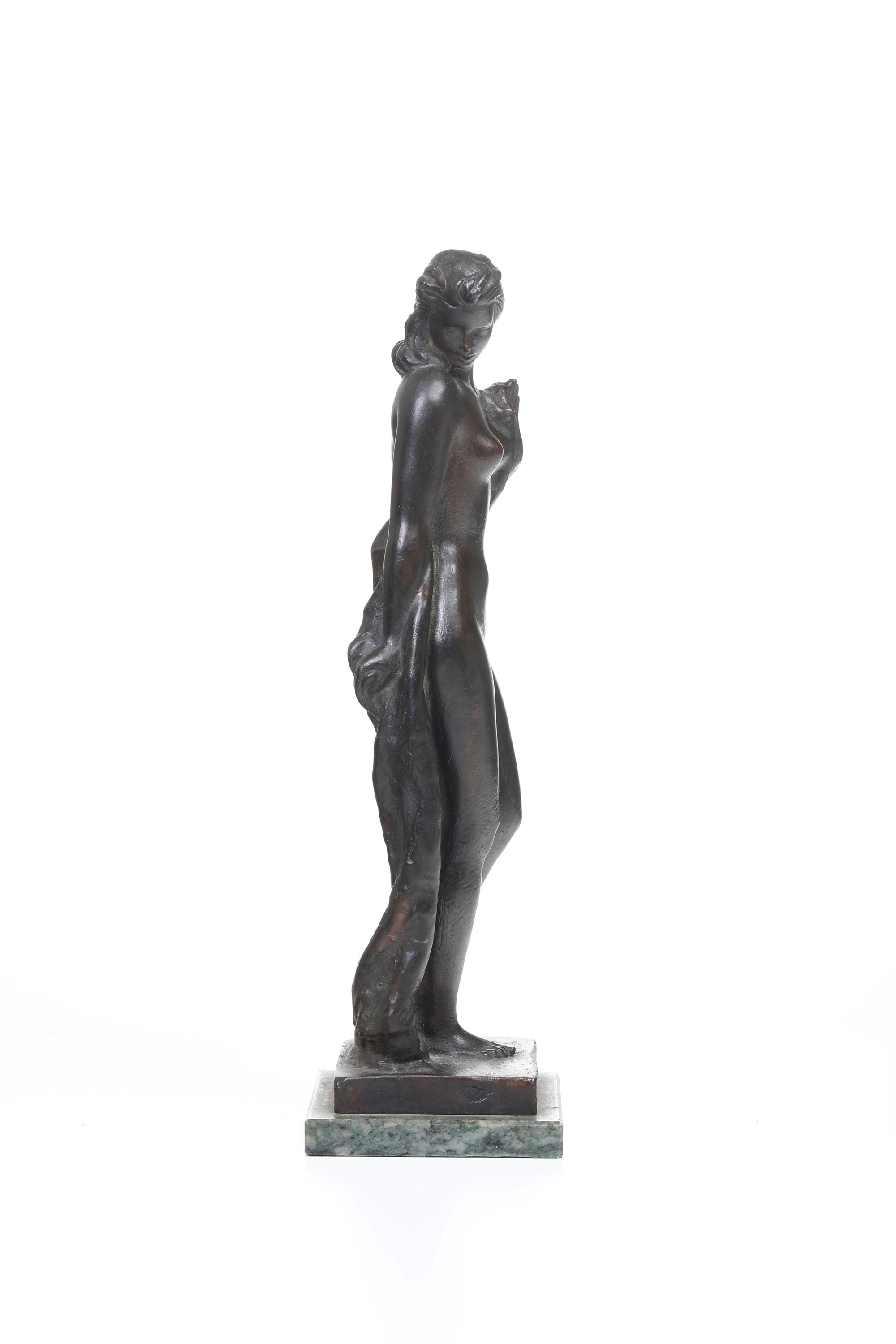 Giovanni Riva - Nudo in piedi, bronzo fuso e patinato con base in marmo
