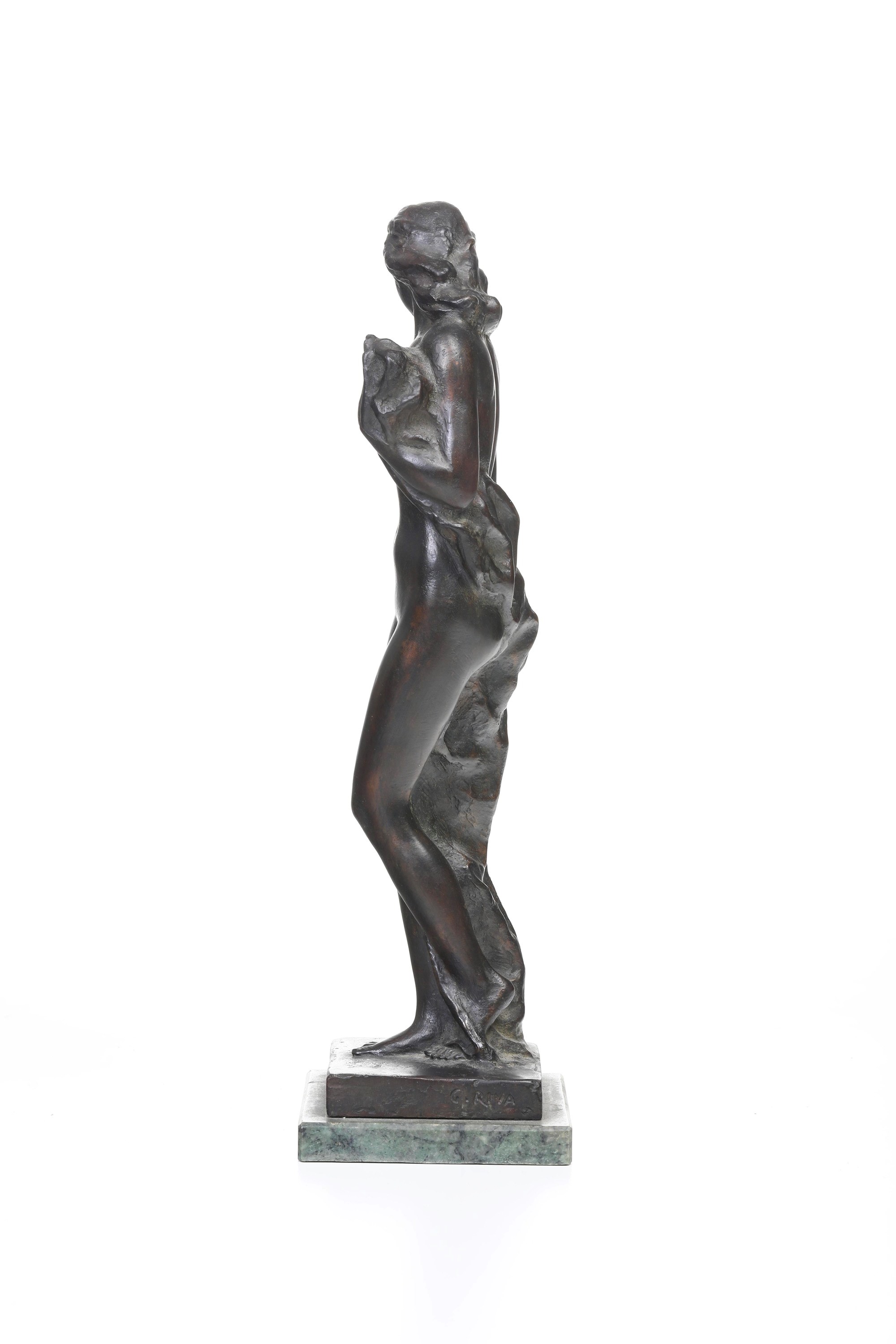 Giovanni Riva - Nudo in piedi, bronzo fuso e patinato con base in marmo