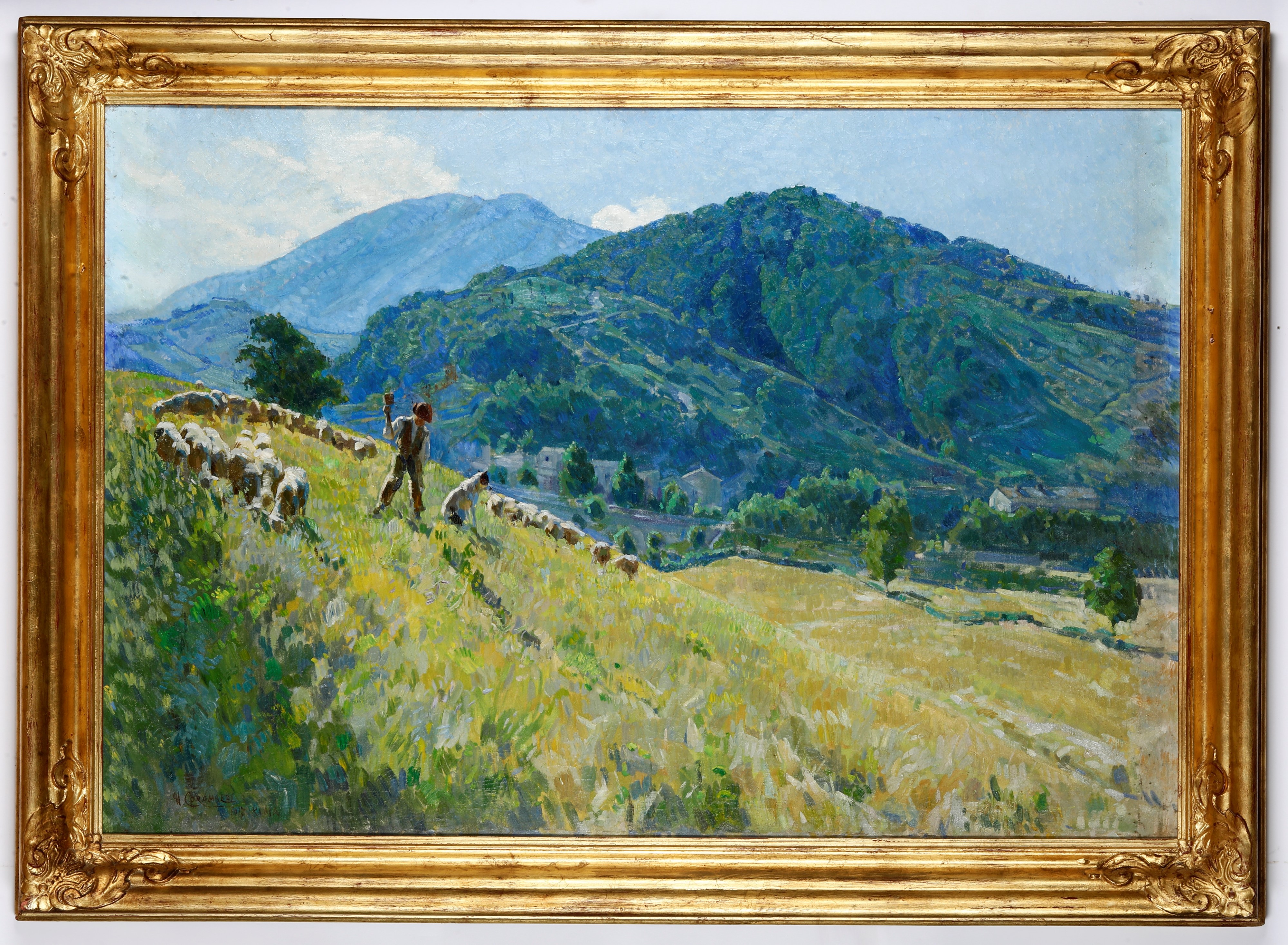 Umberto Coromaldi - Paesaggio con pastore, olio su tela
