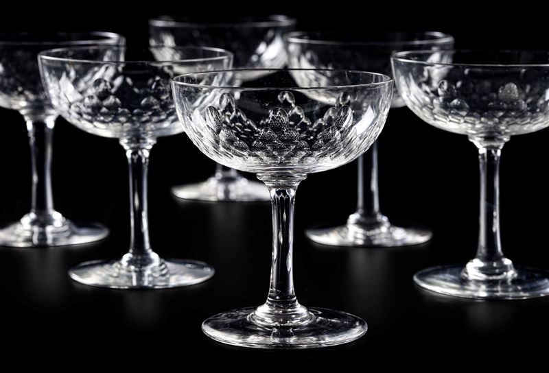 Sei coppe da champagne “Richelieu” Francia, Manifattura Baccarat, primi del XX secolo   - Auction L'Art de la Table - Cambi Casa d'Aste