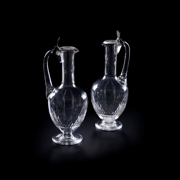 Coppia di bottiglie “Champigny”.<BR>Francia, Manifattura Baccarat, primi del XX secolo.