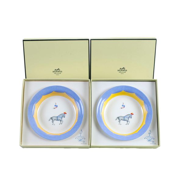 Hermès, coppia di ciotole “Le clown acrobate”, XX secolo.